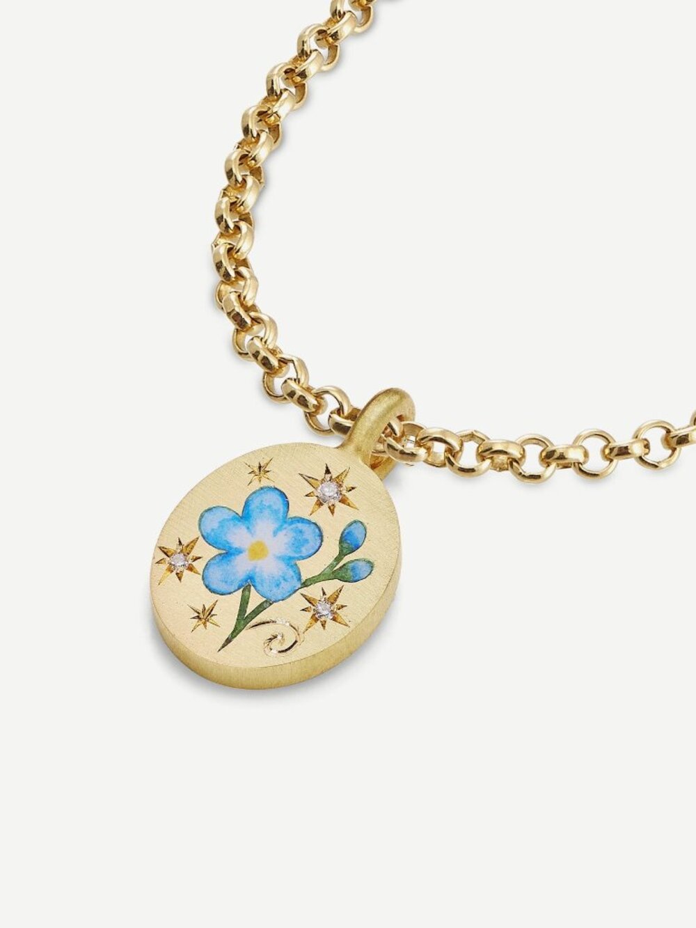 18K Gold Painted Stainless Steel Pendant Necklace Colorful Enamel Art, 18" + 2